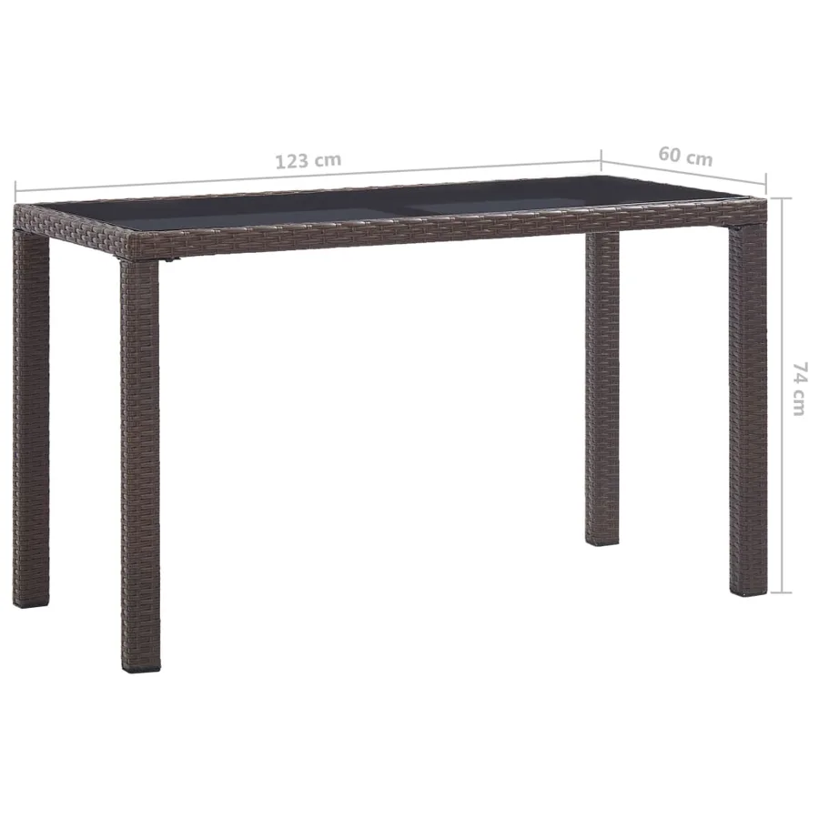 Table de jardin Marron 123x60x74 cm Résine tressée - 5