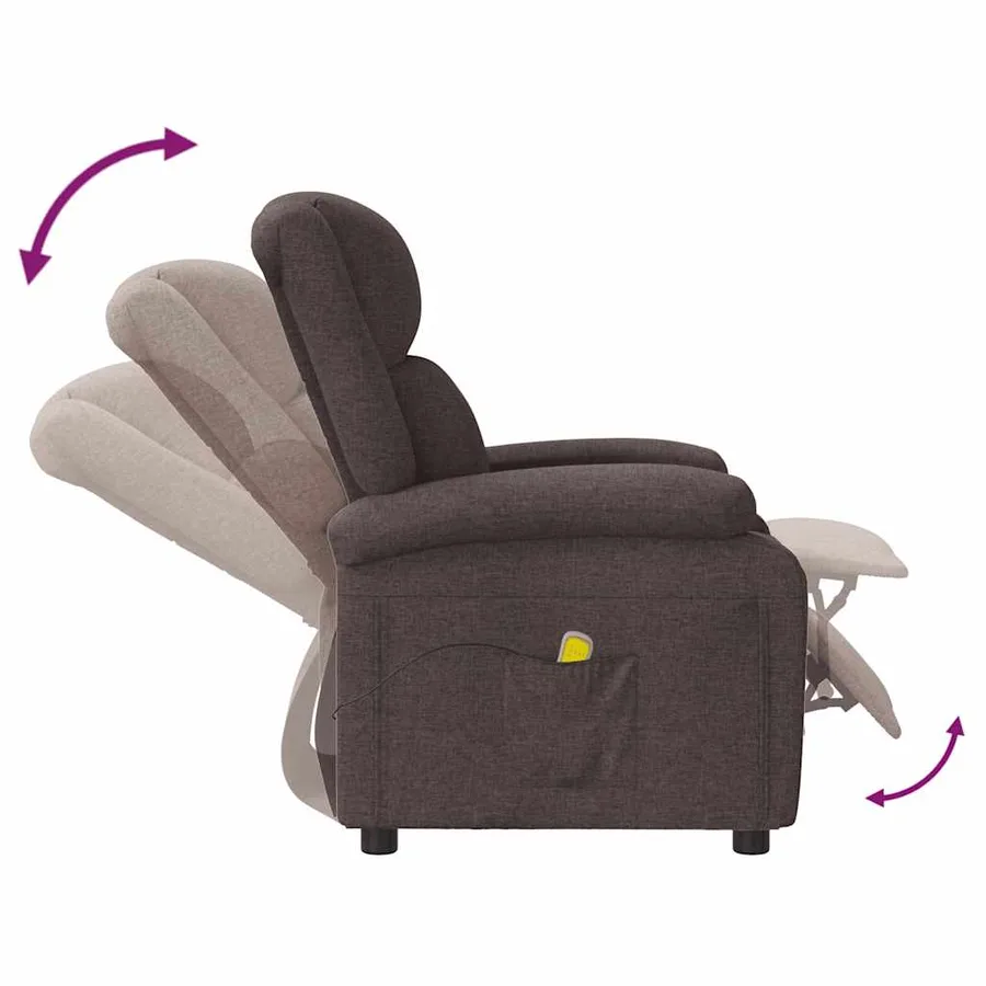 Fauteuil de massage Marron foncé Tissu - 7