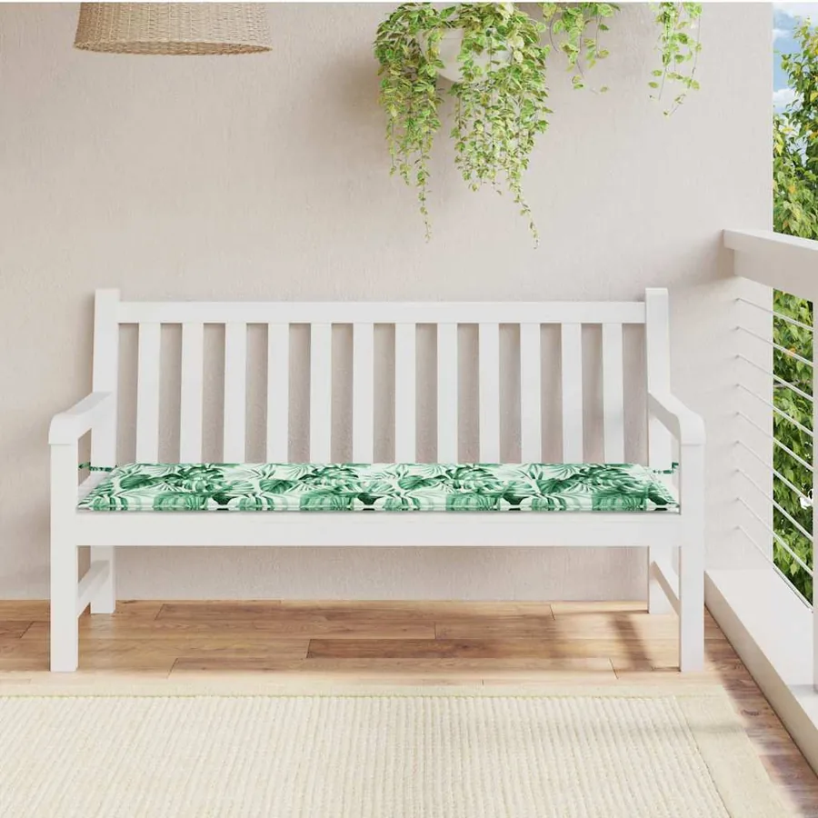 Coussin de banc Tissu Oxford Motif feuille 150 x 50 x 3 cm