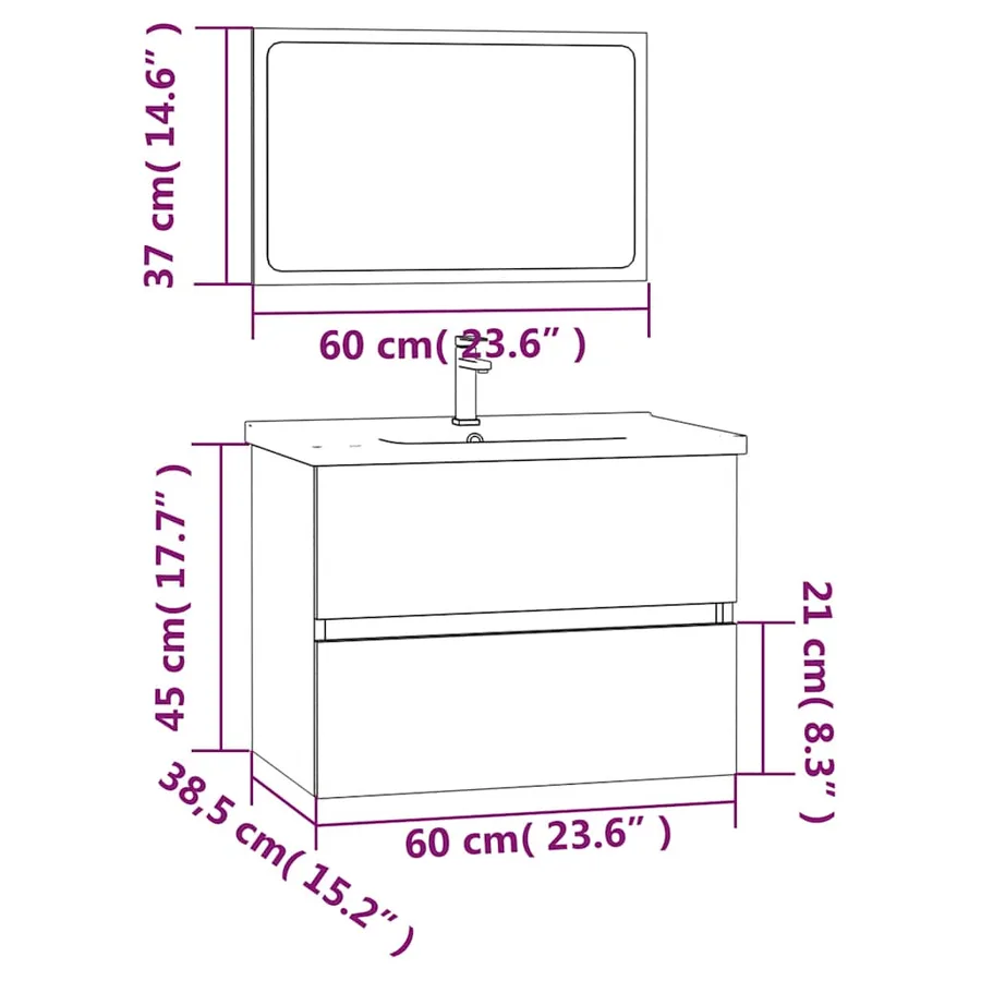 Ensemble de meubles de salle de bain 2 pcs Sonoma gris - 10