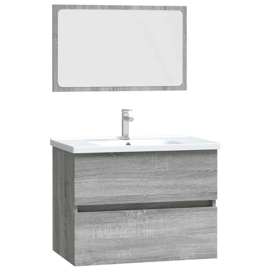 Ensemble de meubles de salle de bain 2 pcs Sonoma gris - 2