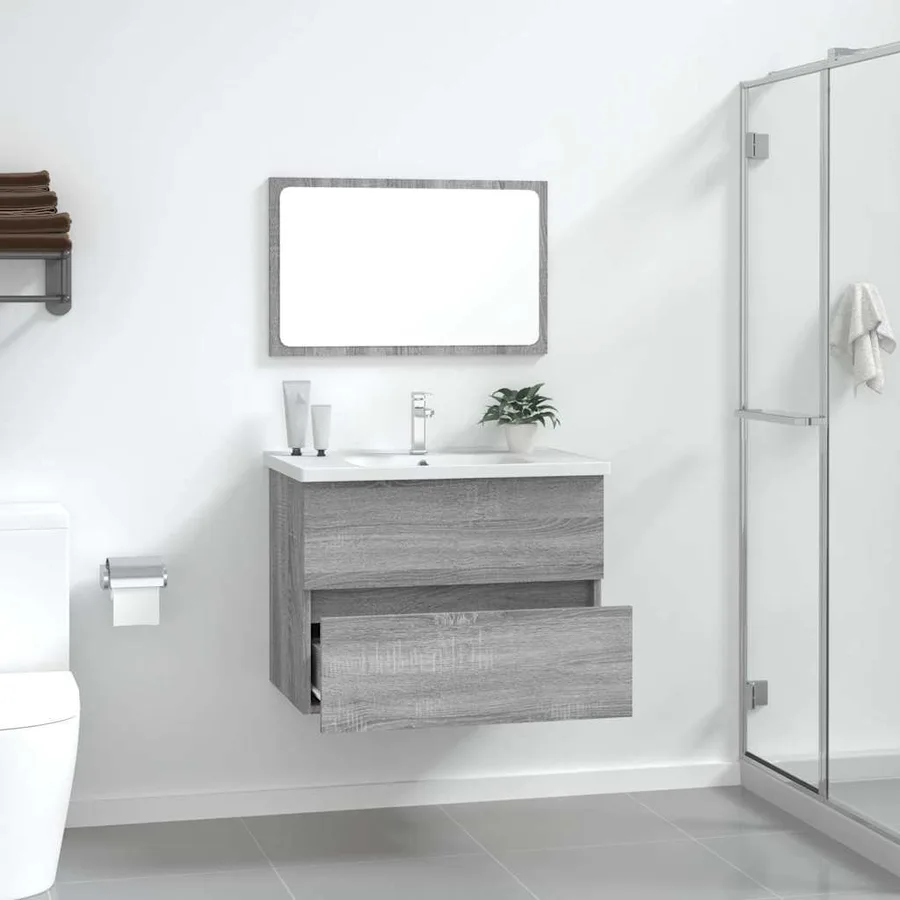 Ensemble de meubles de salle de bain 2 pcs Sonoma gris - 3