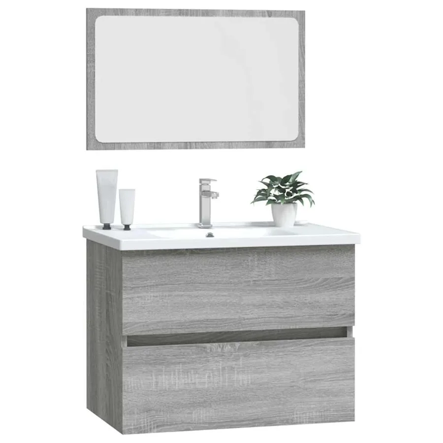 Ensemble de meubles de salle de bain 2 pcs Sonoma gris - 4