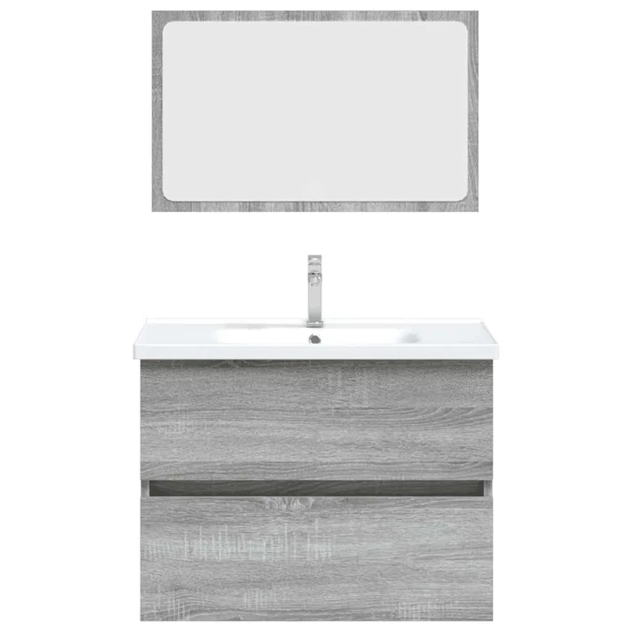 Ensemble de meubles de salle de bain 2 pcs Sonoma gris - 6