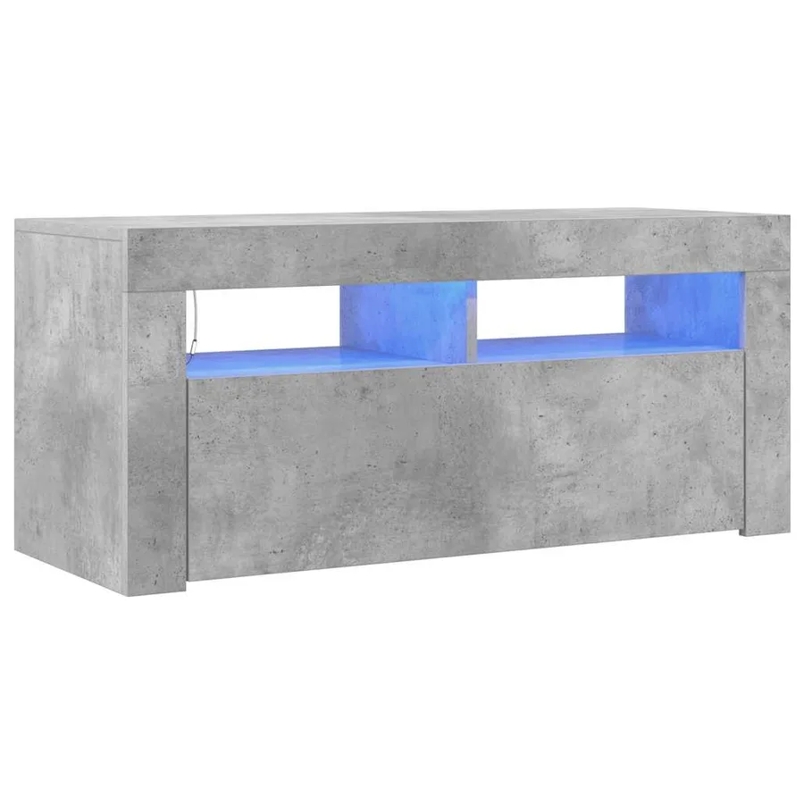 Meuble TV avec lumières LED gris béton 90x35x40 cm - 2