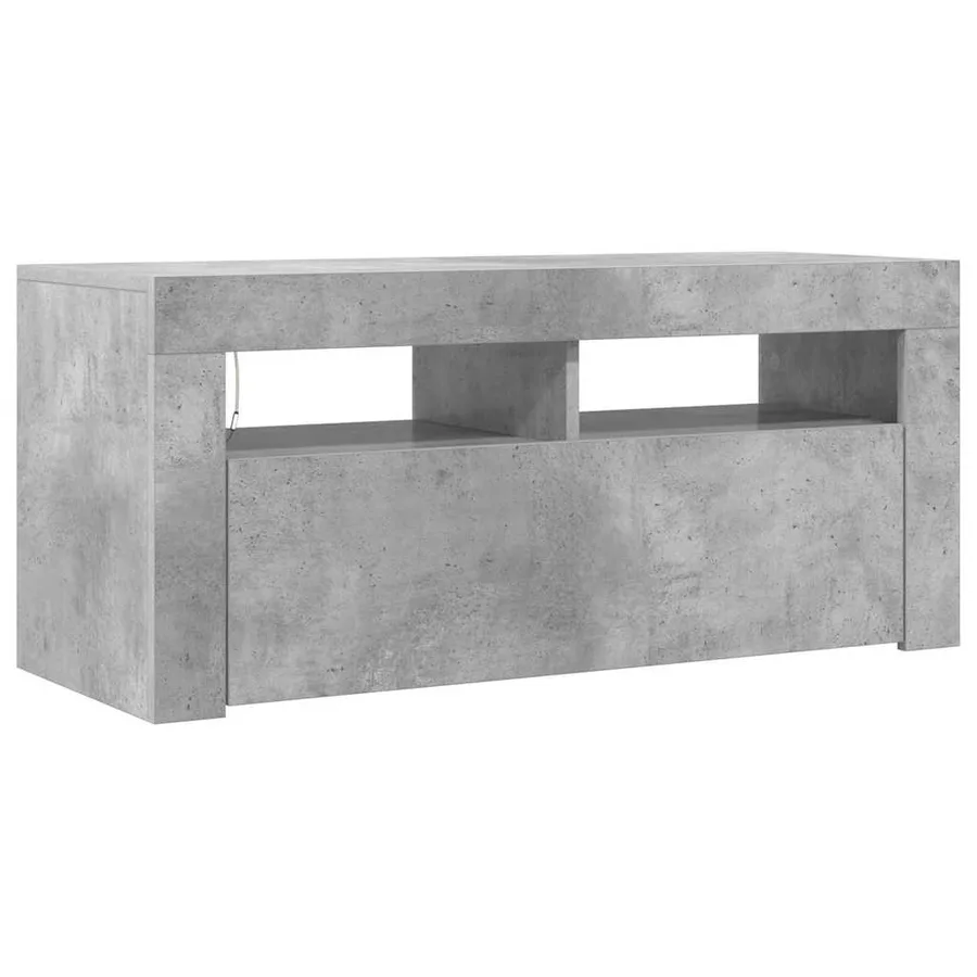 Meuble TV avec lumières LED gris béton 90x35x40 cm - 7