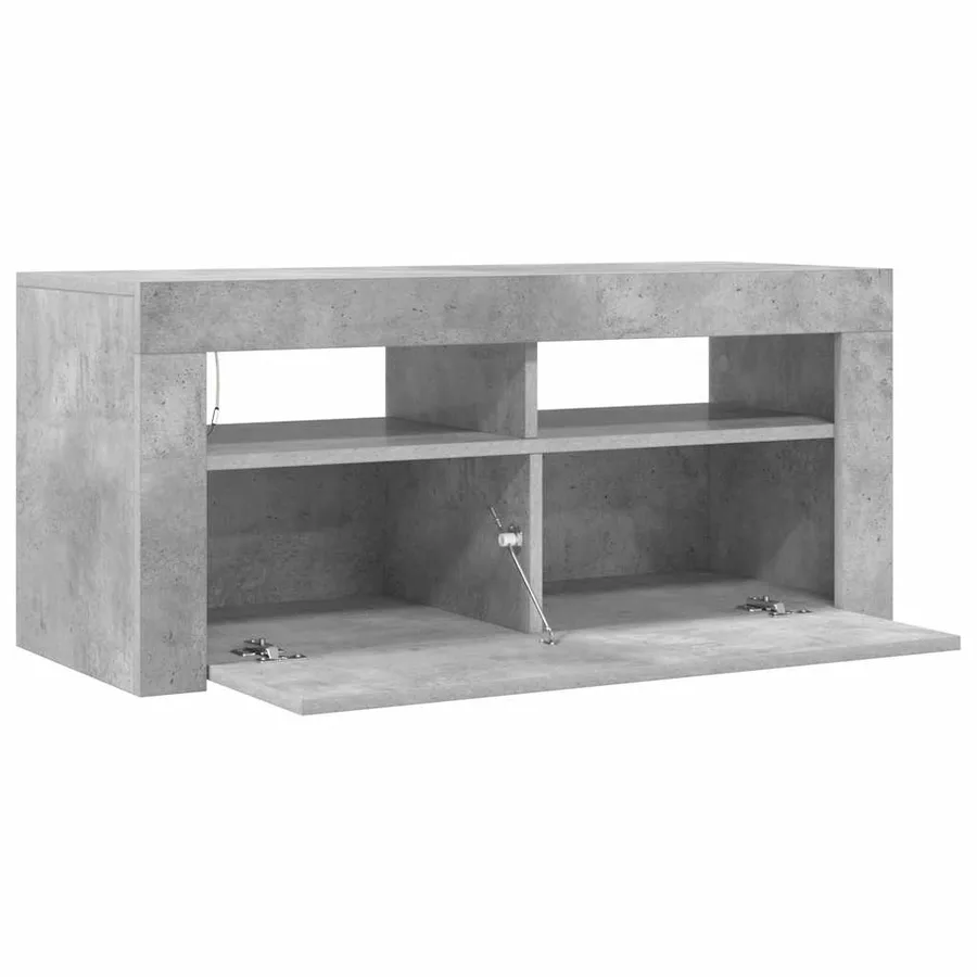 Meuble TV avec lumières LED gris béton 90x35x40 cm - 8