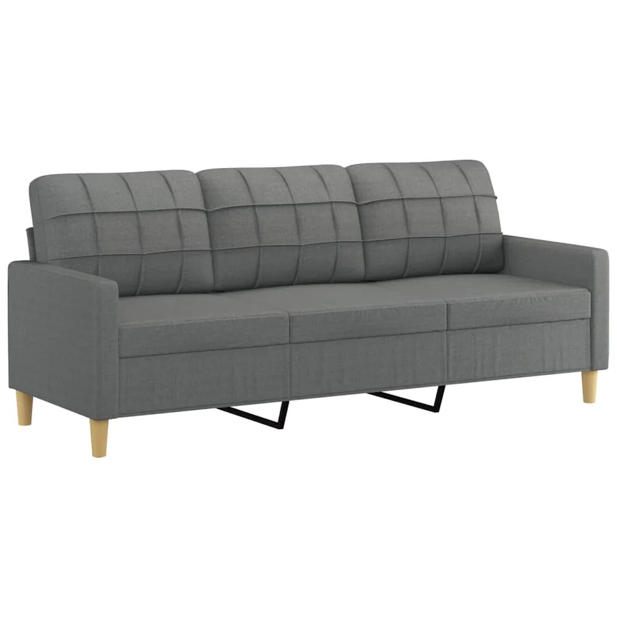 Canapé à 3 places avec repose-pieds Gris foncé 180 cm Tissu - 4