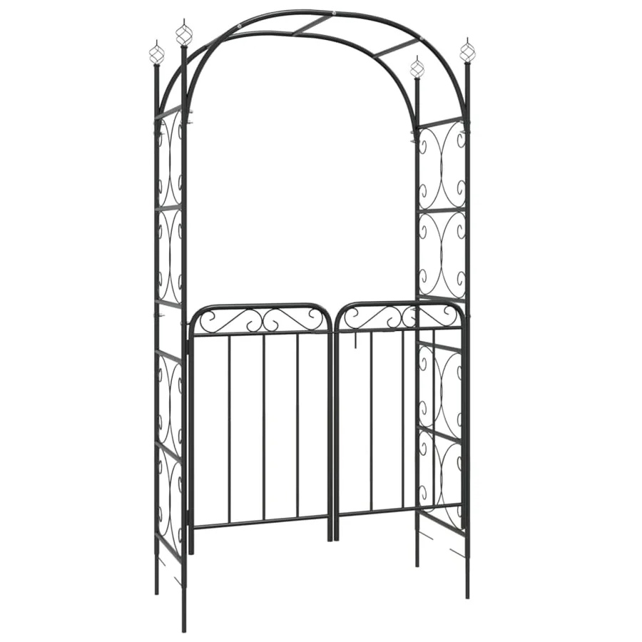 Arche de jardin avec portail noir 108x45x235 cm acier - 2