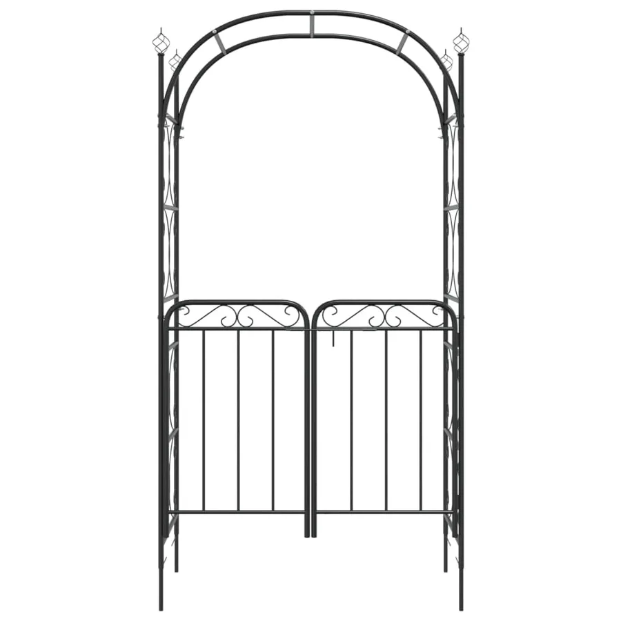 Arche de jardin avec portail noir 108x45x235 cm acier - 3