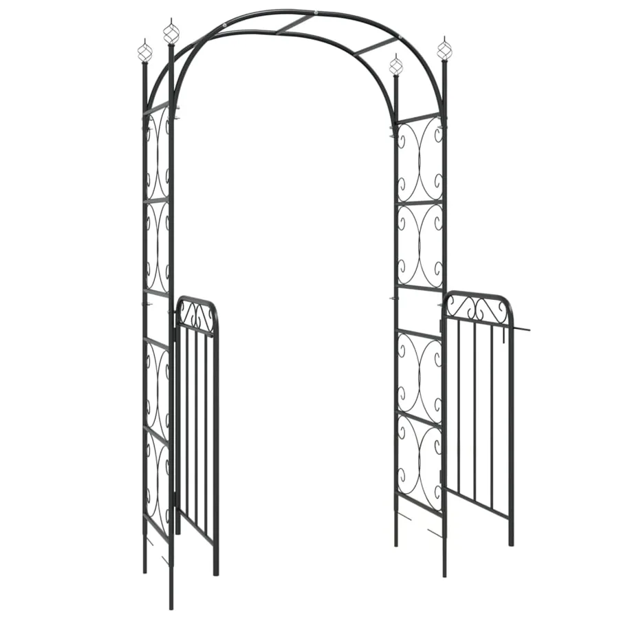 Arche de jardin avec portail noir 108x45x235 cm acier - 5
