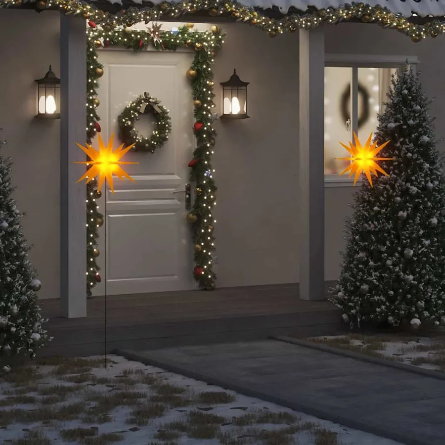 Lumière de Noël avec piquet LED pliable jaune 57 cm