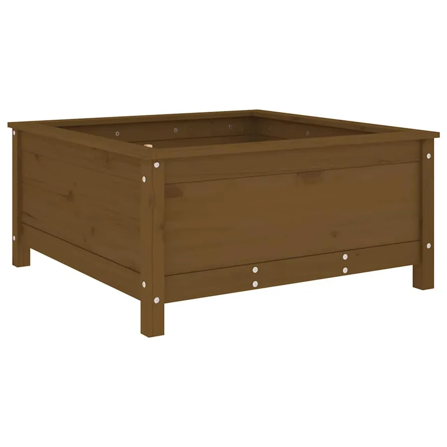 Jardinière marron miel 82,5x82,5x39 cm bois massif de pin - 2