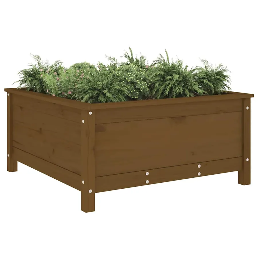 Jardinière marron miel 82,5x82,5x39 cm bois massif de pin - 3