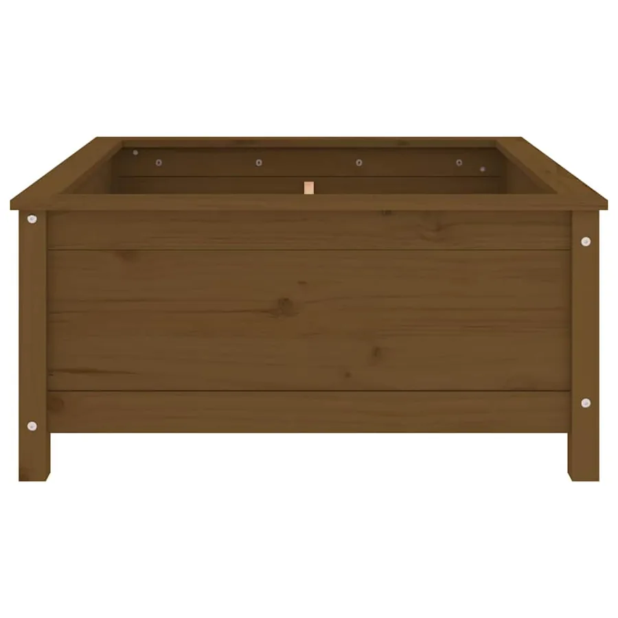 Jardinière marron miel 82,5x82,5x39 cm bois massif de pin - 4