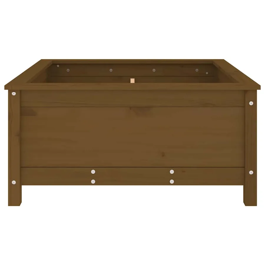 Jardinière marron miel 82,5x82,5x39 cm bois massif de pin - 5