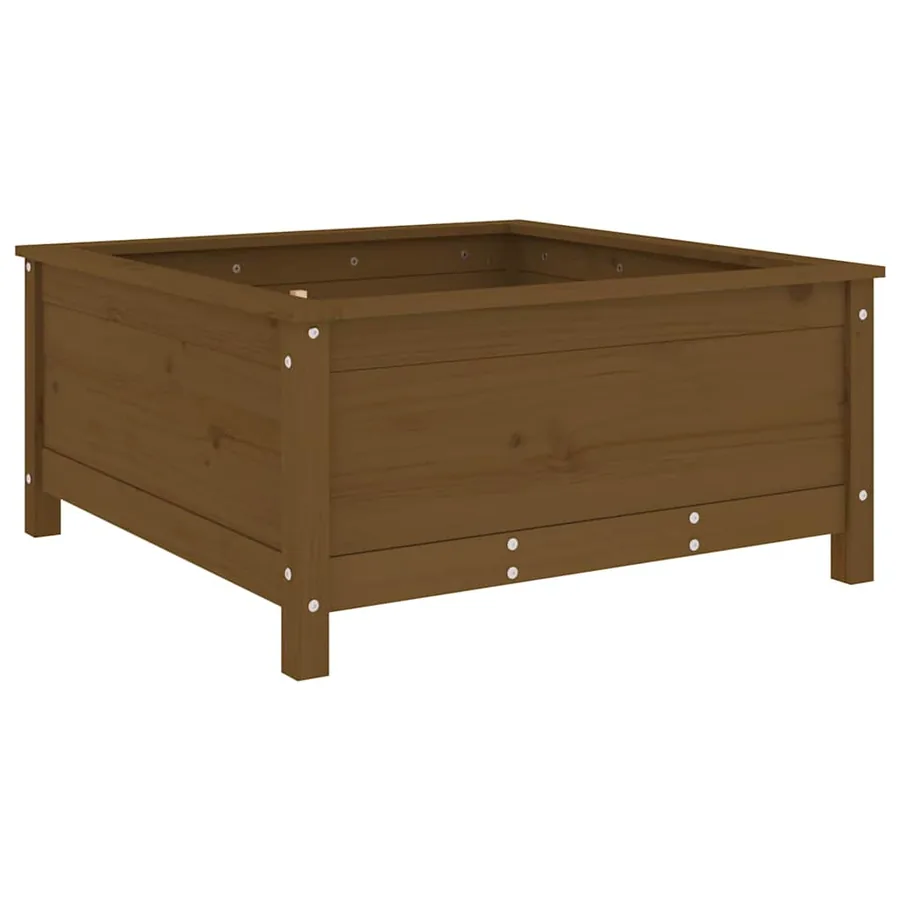 Jardinière marron miel 82,5x82,5x39 cm bois massif de pin - 6