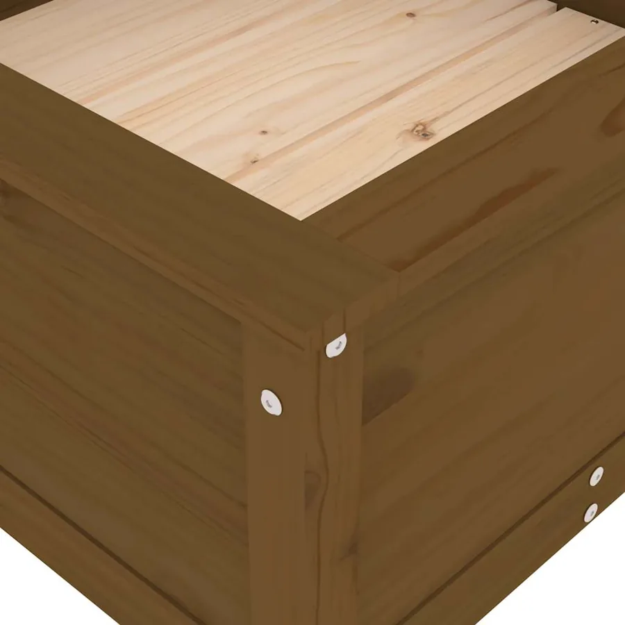 Jardinière marron miel 82,5x82,5x39 cm bois massif de pin - 7