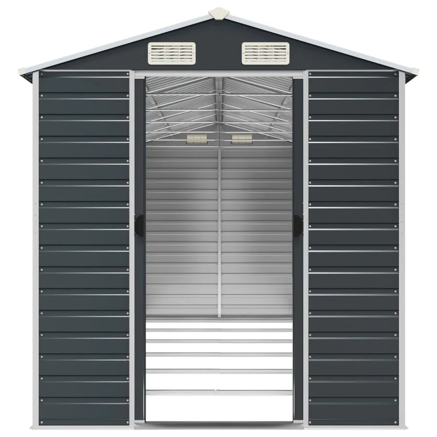 Abri de jardin anthracite 191x555x198 cm acier galvanisé - 5