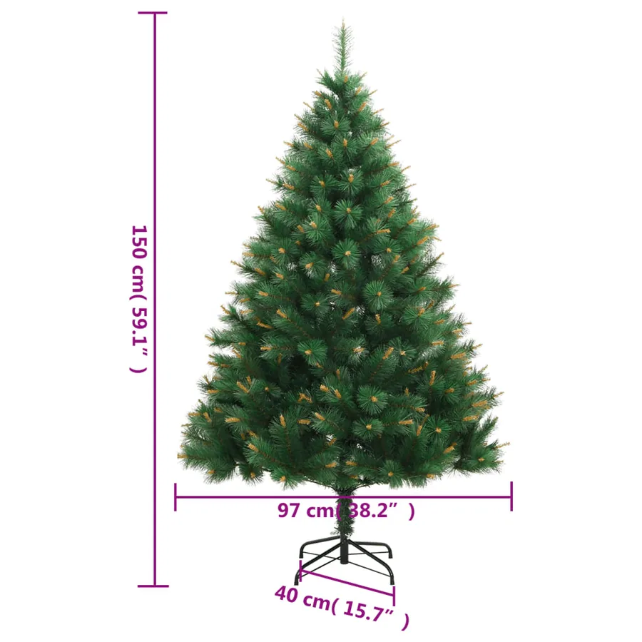 Sapin de Noël artificiel à charnières avec support 150 cm - 9