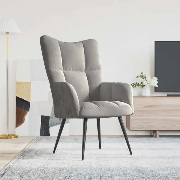Chaise de relaxation Gris clair Velours