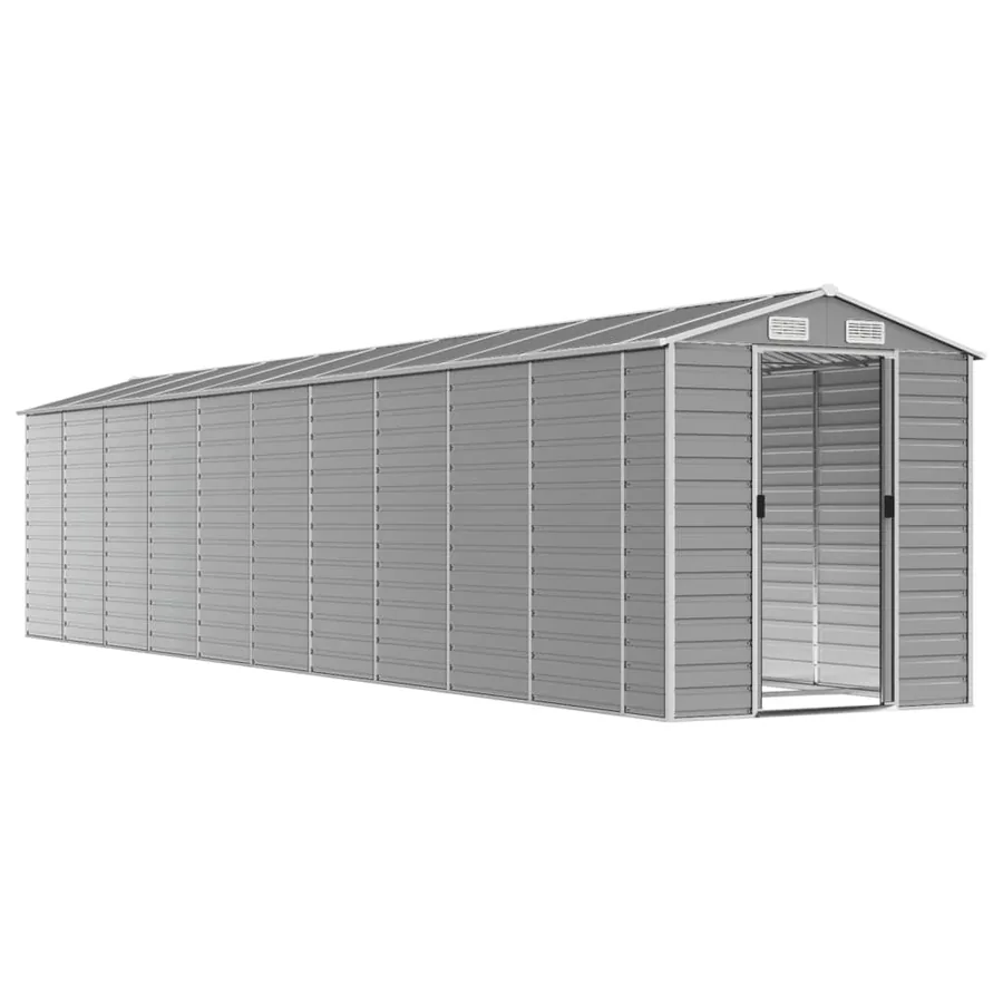 Abri de jardin gris clair 191 x 895 x 198 cm en acier galvanisé - 3