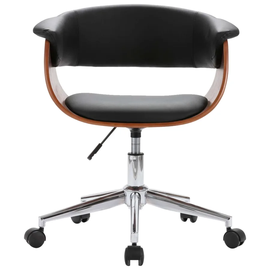 Chaise pivotante à manger Noir Bois courbé et similicuir - 3
