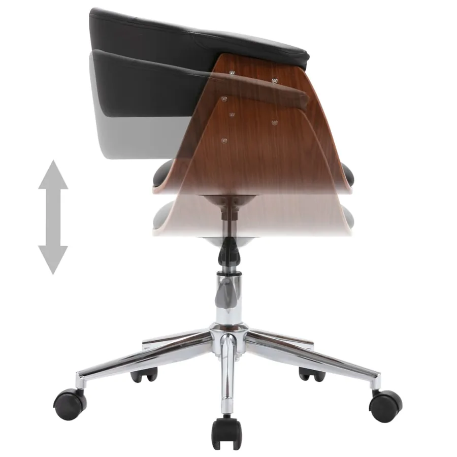 Chaise pivotante à manger Noir Bois courbé et similicuir - 5