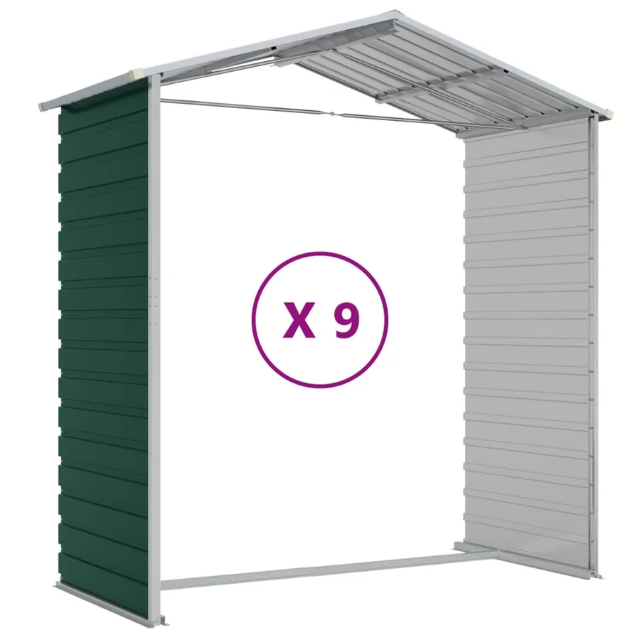 Abri de jardin vert 191x810x198 cm acier galvanisé - 9