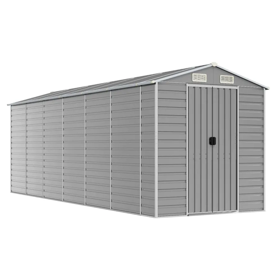 Abri de jardin gris clair 191 x 555 x 198 cm en acier galvanisé - 2