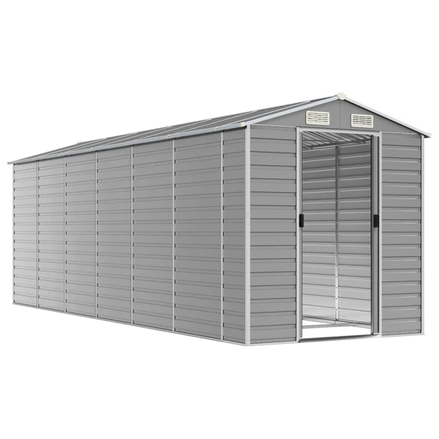 Abri de jardin gris clair 191 x 555 x 198 cm en acier galvanisé - 3