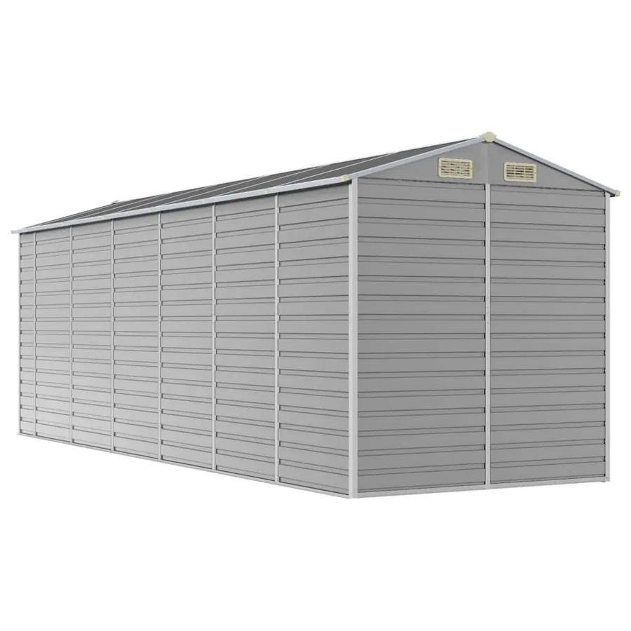 Abri de jardin gris clair 191 x 555 x 198 cm en acier galvanisé - 7