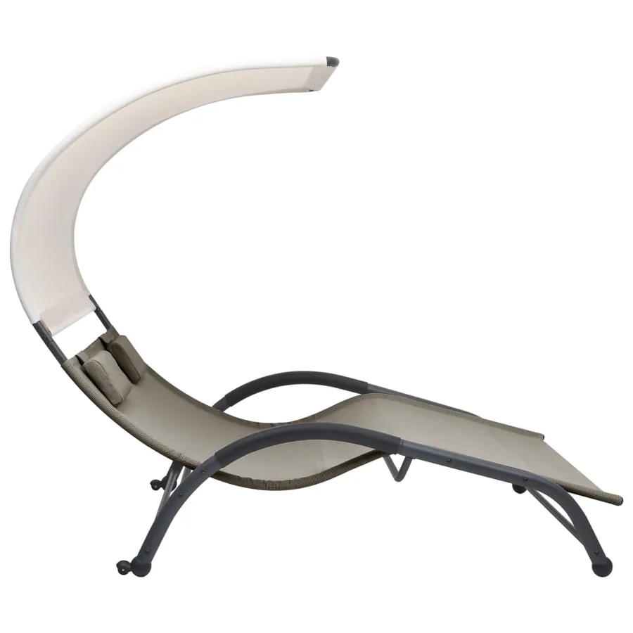 Chaise longue double avec auvent textilène noir - 17