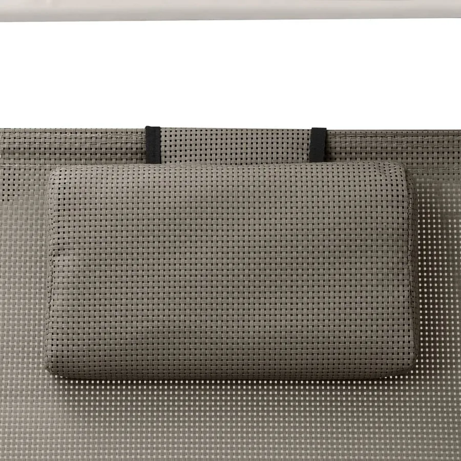 Chaise longue double avec auvent textilène noir - 19