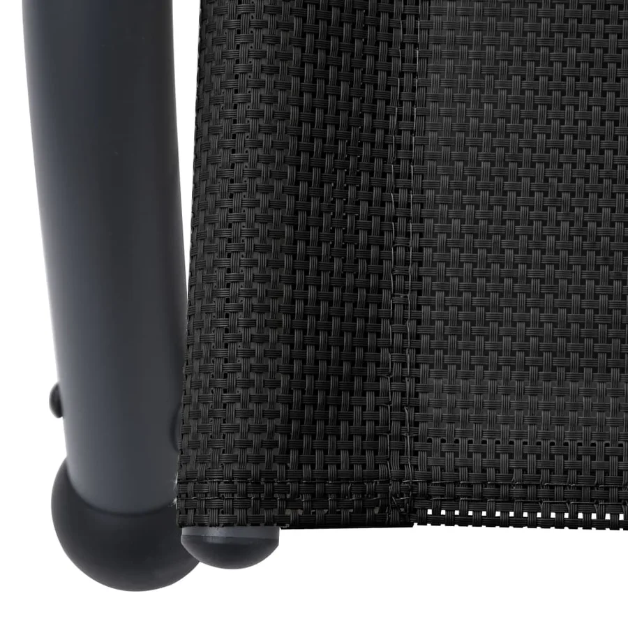 Chaise longue double avec auvent textilène noir - 6