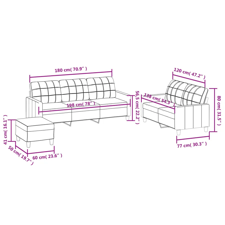 Ensemble de canapés 3 pcs et coussins Rouge bordeaux Similicuir - 9