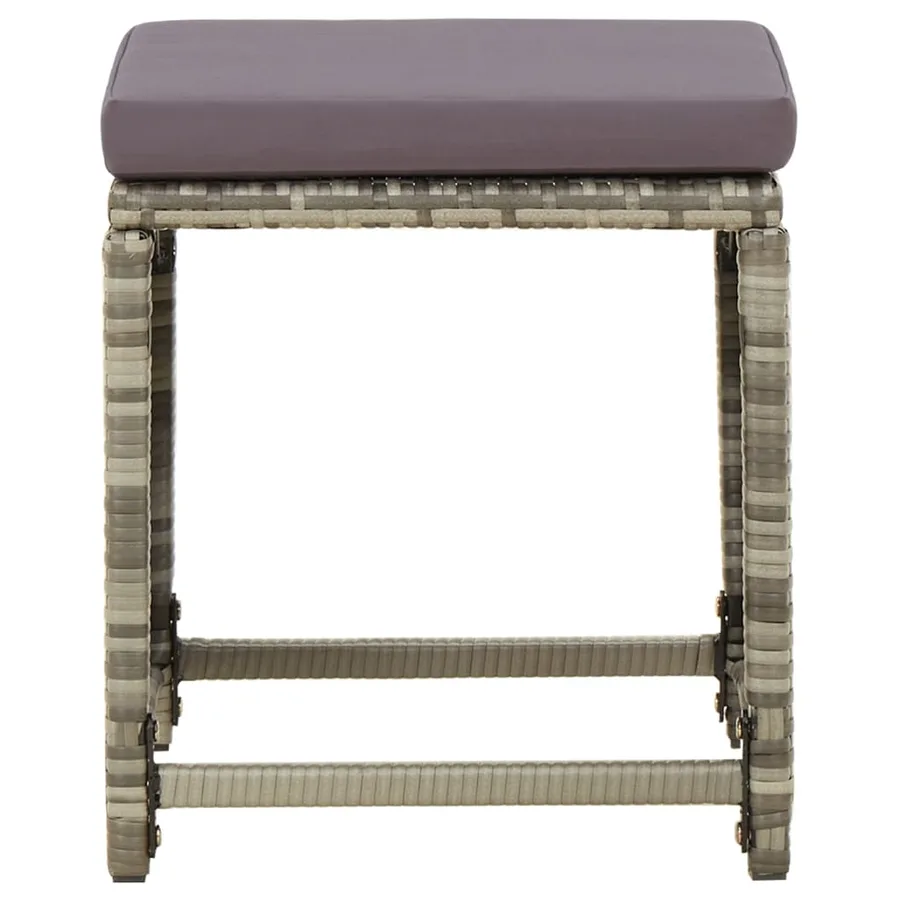 Tabourets de jardin lot de 4 avec coussins Résine tressée Gris - 3