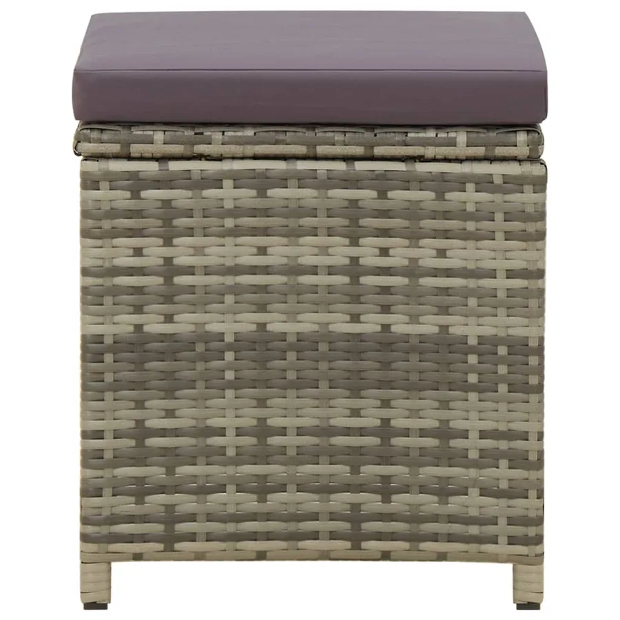 Tabourets de jardin lot de 4 avec coussins Résine tressée Gris - 4
