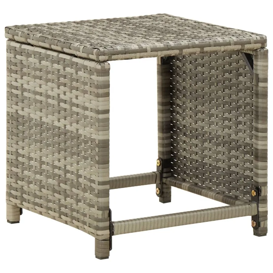 Tabourets de jardin lot de 4 avec coussins Résine tressée Gris - 5