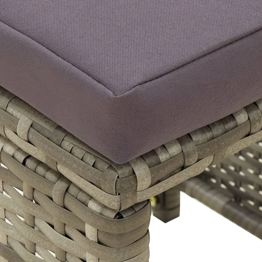 Tabourets de jardin lot de 4 avec coussins Résine tressée Gris - 6
