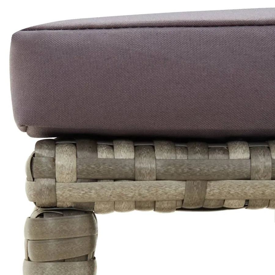 Tabourets de jardin lot de 4 avec coussins Résine tressée Gris - 7