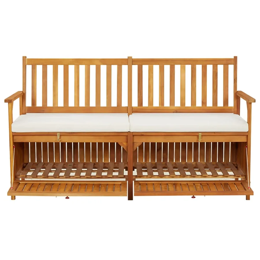Banc de rangement avec coussin 148 cm Bois d'acacia solide - 3