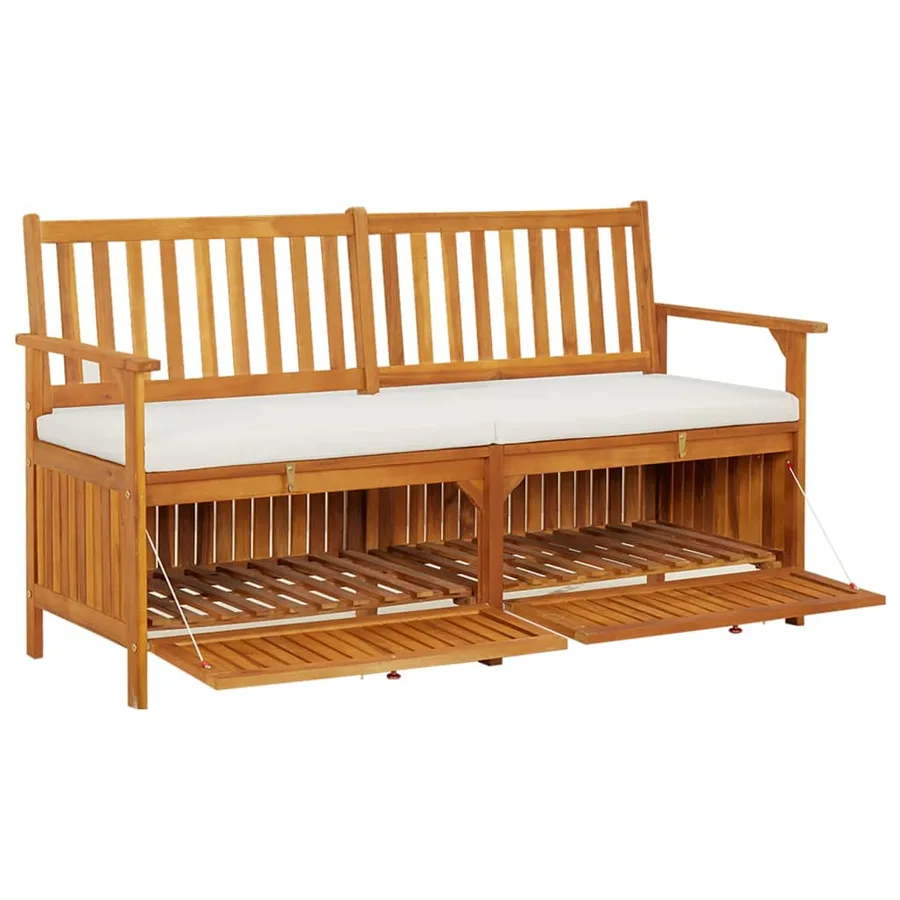 Banc de rangement avec coussin 148 cm Bois d'acacia solide - 4