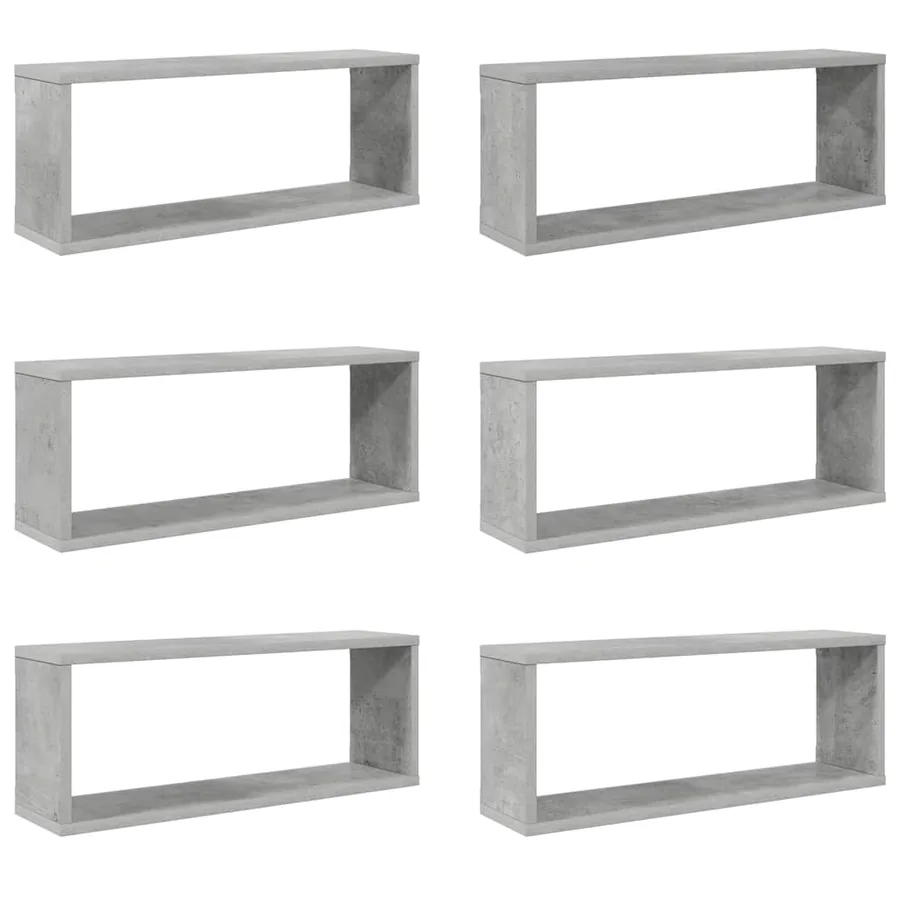 Étagères murales cube 6 pcs Gris béton Bois d’ingénierie - 2