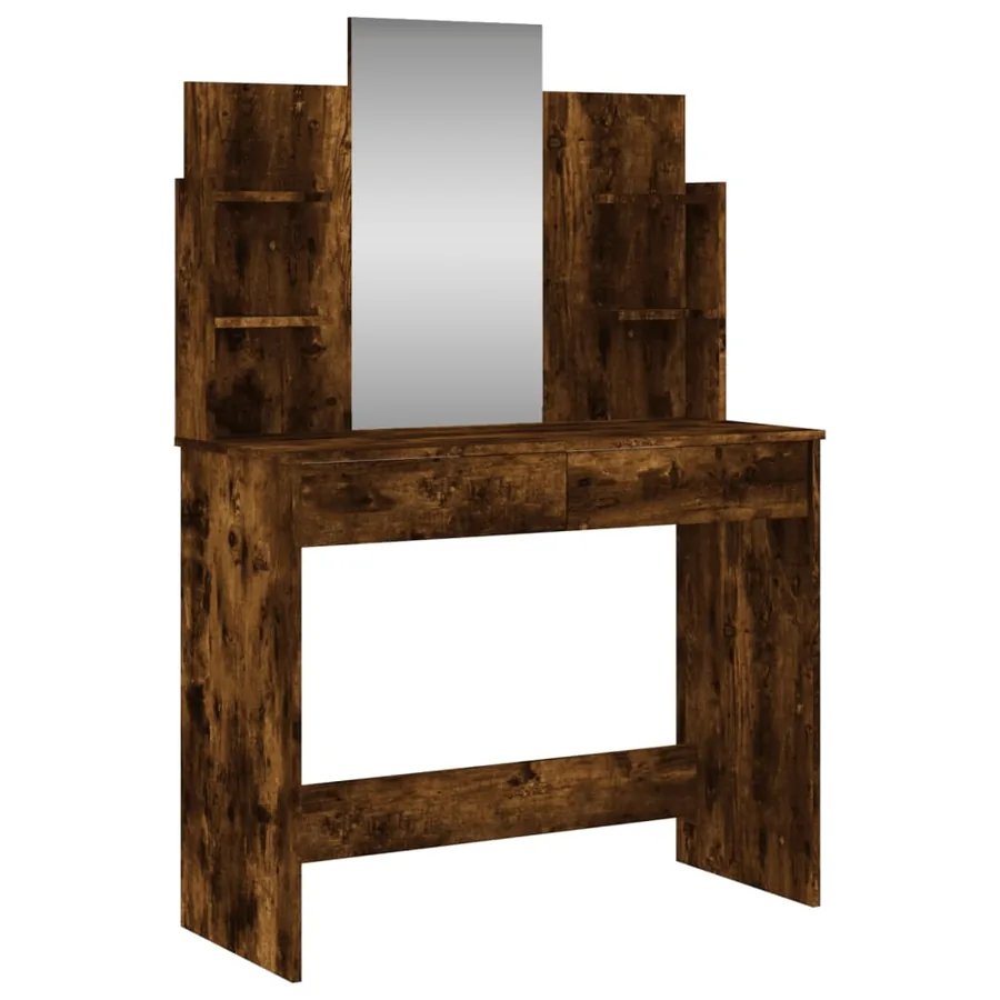 Coiffeuse avec miroir chêne fumé 96x39x142 cm - 2
