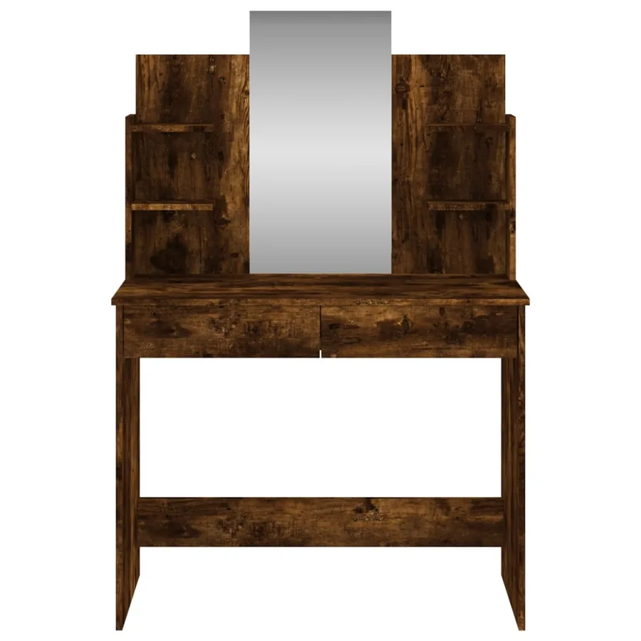 Coiffeuse avec miroir chêne fumé 96x39x142 cm - 4