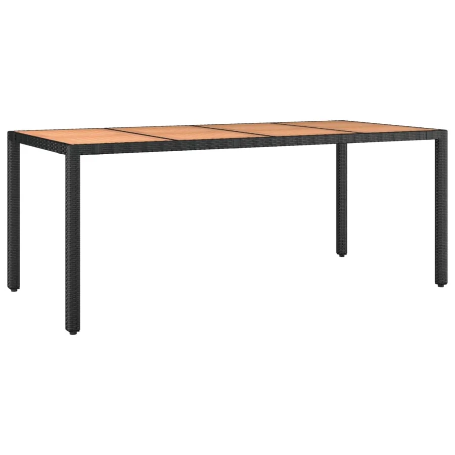 Ensemble à manger de jardin 9 pcs Noir Poly rotin et acacia - 6