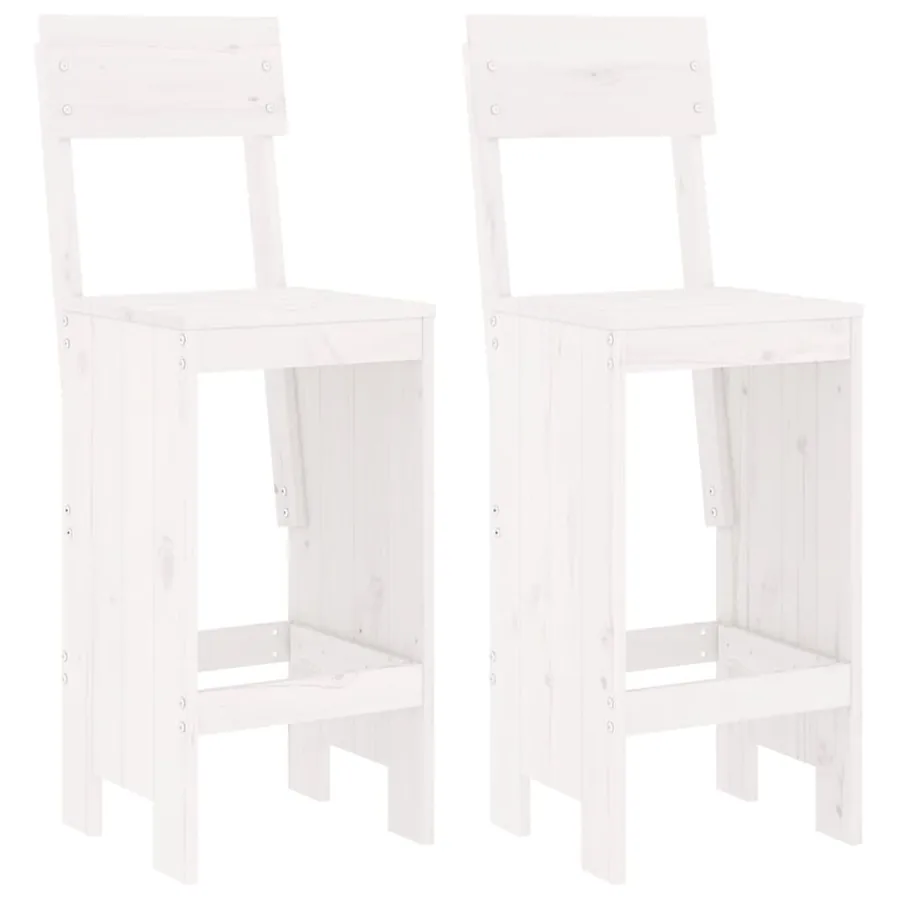 Tabourets de bar lot de 2 blanc 40x48,5x115,5cm bois massif pin - 2