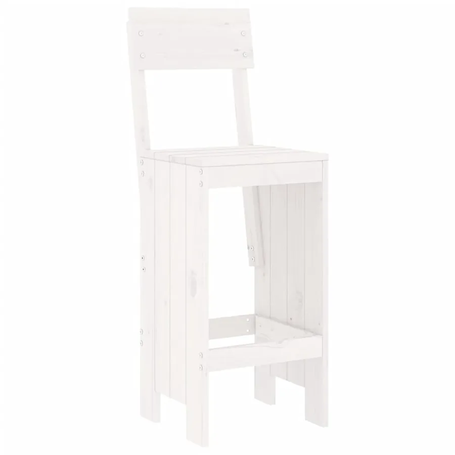 Tabourets de bar lot de 2 blanc 40x48,5x115,5cm bois massif pin - 3