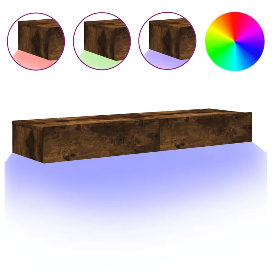 Meubles TV avec lumières LED 2 pcs chêne fumé 60x35x15,5 cm - 2